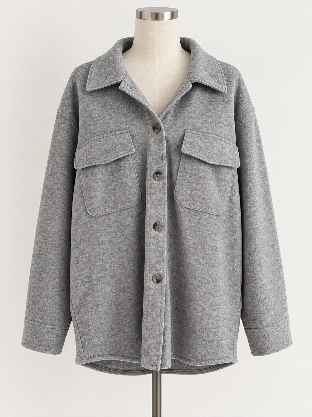 Dynamite Grey Oversized Knit Shacket Jacket Size XL